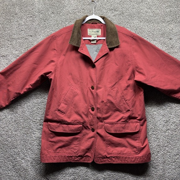 L.L. Bean Jackets & Blazers - Vintage LL Bean Jacket Womens 2X Pink Barn Chore Coat Canvas Corduroy Collar 90s